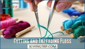 cutting and threading floss