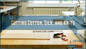 cutting cotton, silk, and knits
