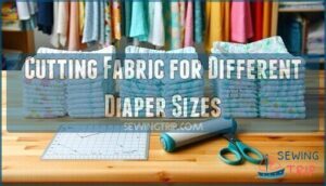 cutting fabric for different diaper sizes