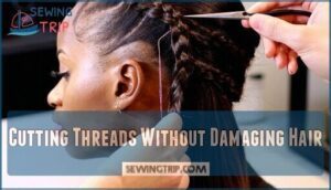 cutting threads without damaging hair