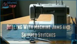 dealing with machine jams and skipped stitches
