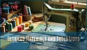 detailed materials and tools lists