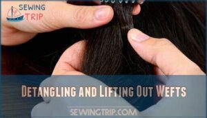 detangling and lifting out wefts