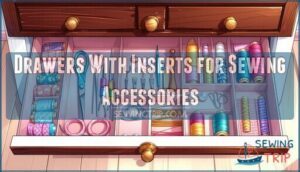 drawers with inserts for sewing accessories