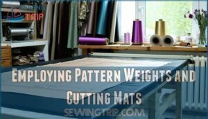 employing pattern weights and cutting mats