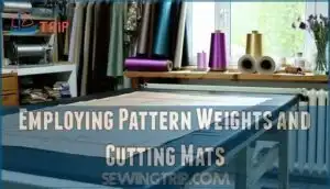 employing pattern weights and cutting mats