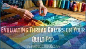 evaluating thread colors on your quilt top