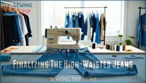 finalizing the high-waisted jeans