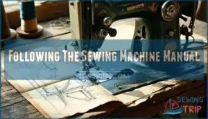 following the sewing machine manual