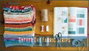 gather the fabric strips