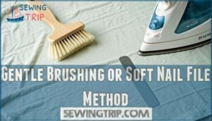 gentle brushing or soft nail file method