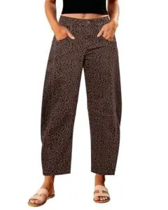 GRAPENT Barrel Leopard Jeans for B0DNK47767