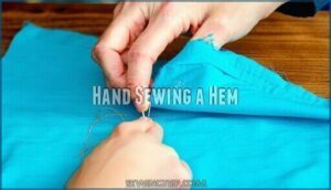 hand sewing a hem