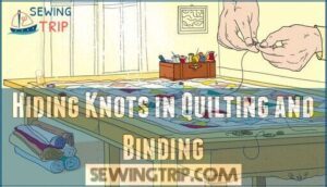 hiding knots in quilting and binding