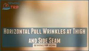 horizontal pull wrinkles at thigh and side seam