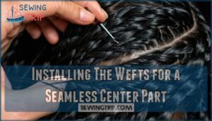 installing the wefts for a seamless center part