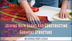 joining main seams and constructing garment structure