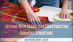 joining main seams and constructing garment structure