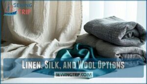 linen, silk, and wool options