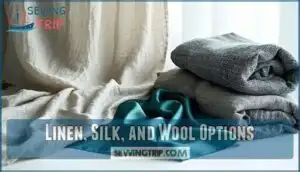 linen, silk, and wool options