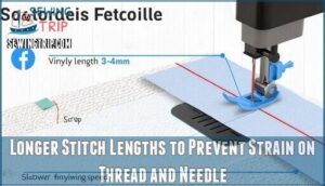 longer stitch lengths to prevent strain on thread and needle