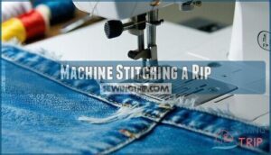 machine stitching a rip