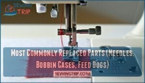 most commonly replaced parts (needles, bobbin cases, feed dogs)