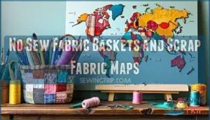 no sew fabric baskets and scrap fabric maps