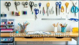organizing tools and materials