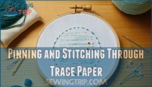 pinning and stitching through trace paper