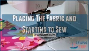 placing the fabric and starting to sew