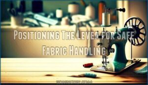 positioning the lever for safe fabric handling