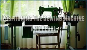 positioning the sewing machine and pedal
