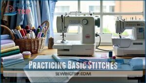 practicing basic stitches
