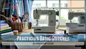 practicing basic stitches