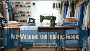pre-washing and ironing fabric