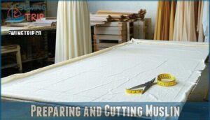 preparing and cutting muslin