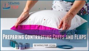 preparing contrasting cuffs and flaps
