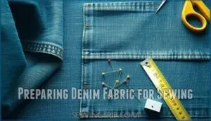 preparing denim fabric for sewing