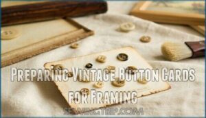 preparing vintage button cards for framing