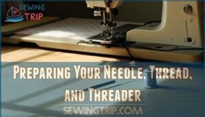preparing your needle, thread, and threader