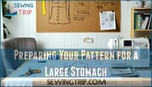 preparing your pattern for a large stomach