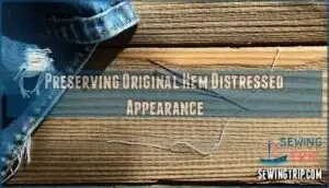 preserving original hem distressed appearance