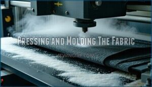 pressing and molding the fabric