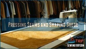 pressing seams and shaping suede