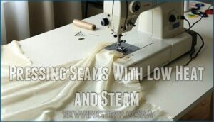 pressing seams with low heat and steam