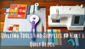 quilting tools and supplies to make a quilt block