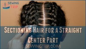 sectioning hair for a straight center part