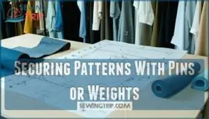 securing patterns with pins or weights