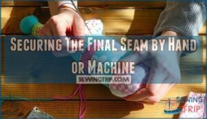 securing the final seam by hand or machine